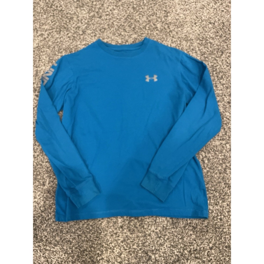 Under Armour Long Sleeve Shirt Blue Loose Heatgear- Size Youth Large YLG